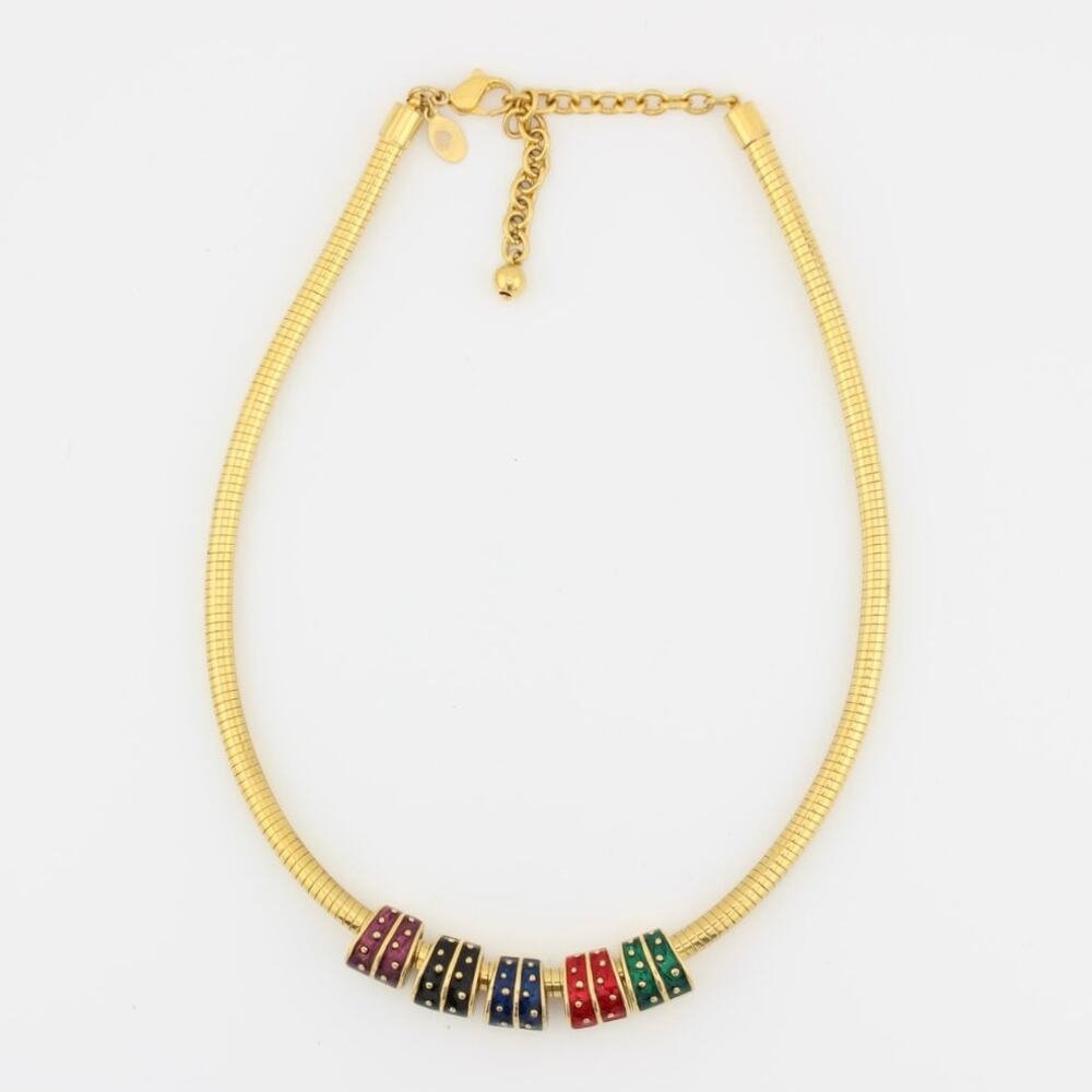 Joan Rivers Gold Snake Chain Necklace With Colorful Rhinestone Charms